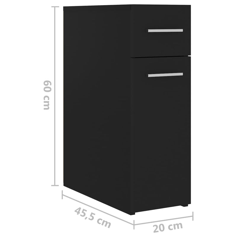 Apothecary Cabinet Black 20x45.5x60 cm Engineered Wood