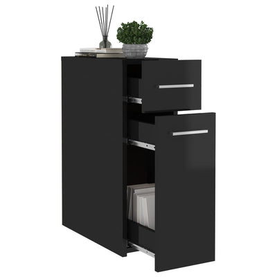 Apothecary Cabinet High Gloss Black 20x45.5x60 cm Engineered Wood