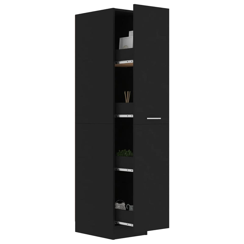 Apothecary Cabinet Black 30x42.5x150 cm Engineered Wood