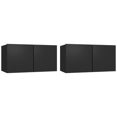 Hanging TV Cabinets 2 pcs Black 60x30x30 cm