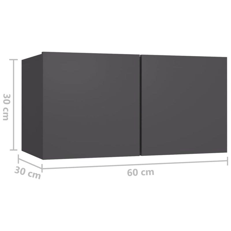 Hanging TV Cabinets 2 pcs Grey 60x30x30 cm