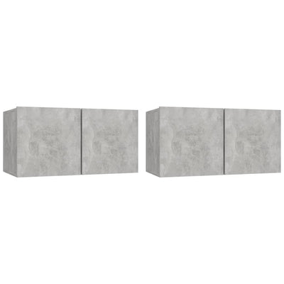 Hanging TV Cabinets 2 pcs Concrete Grey 60x30x30 cm