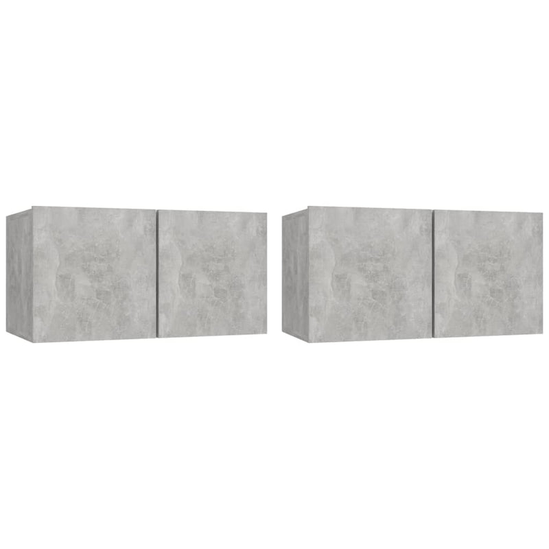 Hanging TV Cabinets 2 pcs Concrete Grey 60x30x30 cm