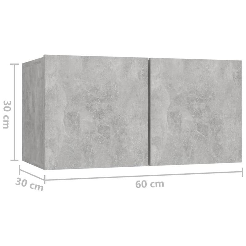 Hanging TV Cabinets 2 pcs Concrete Grey 60x30x30 cm