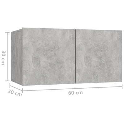 Hanging TV Cabinets 3 pcs Concrete Grey 60x30x30 cm