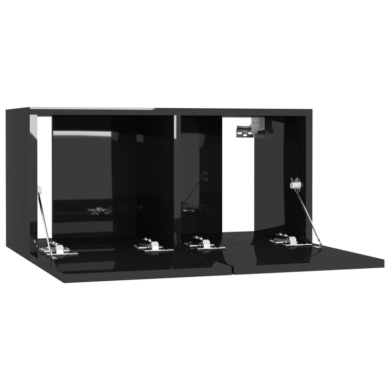 Hanging TV Cabinet High Gloss Black 60x30x30 cm