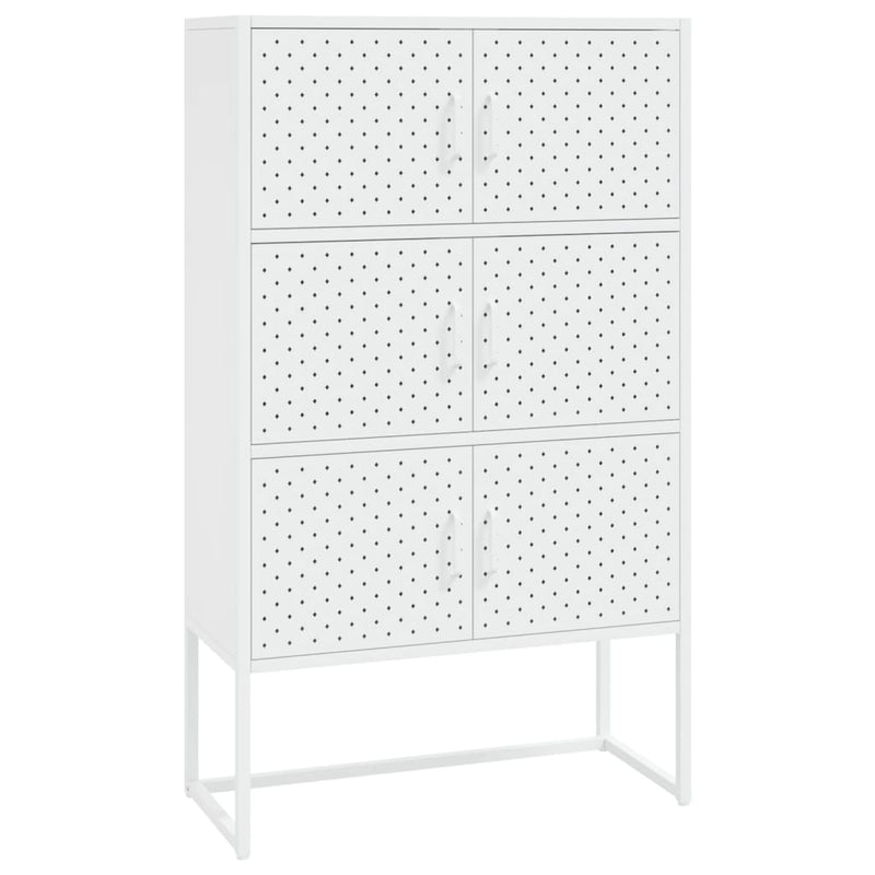 Highboard White 80x35x135 cm Steel