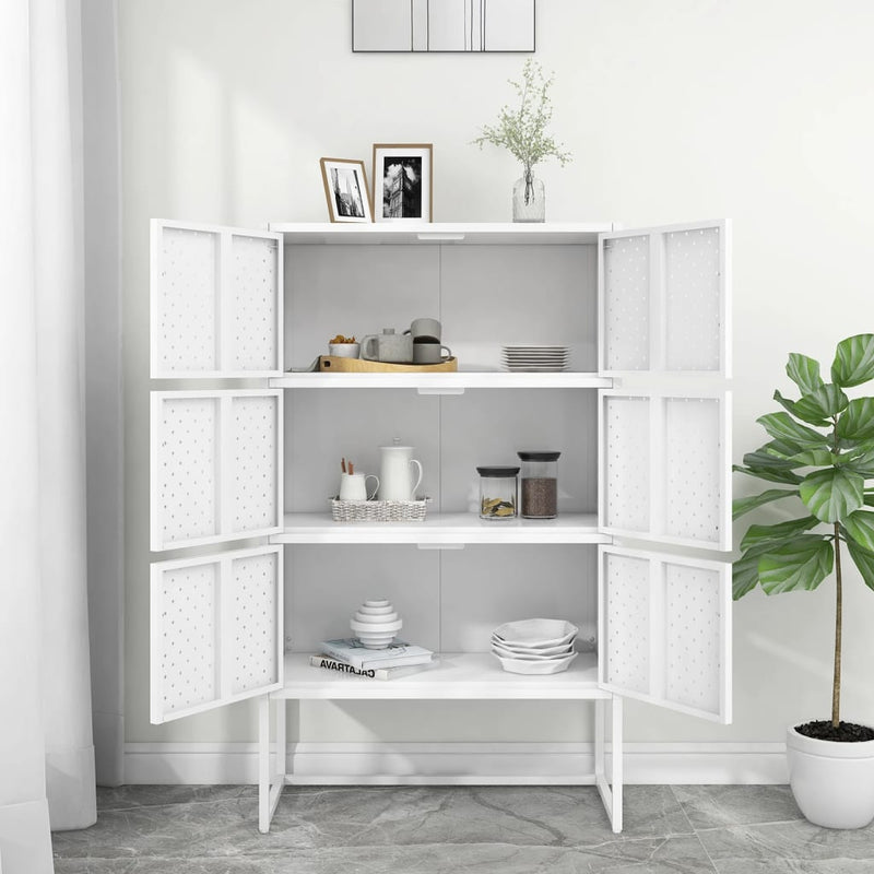 Highboard White 80x35x135 cm Steel