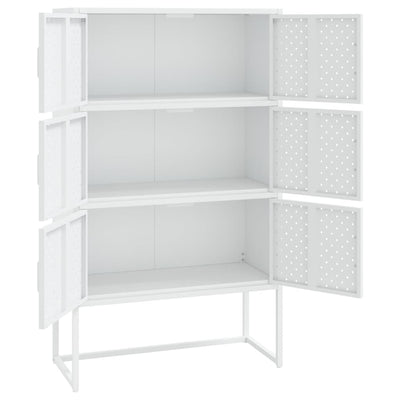 Highboard White 80x35x135 cm Steel