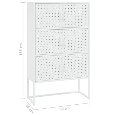 Highboard White 80x35x135 cm Steel