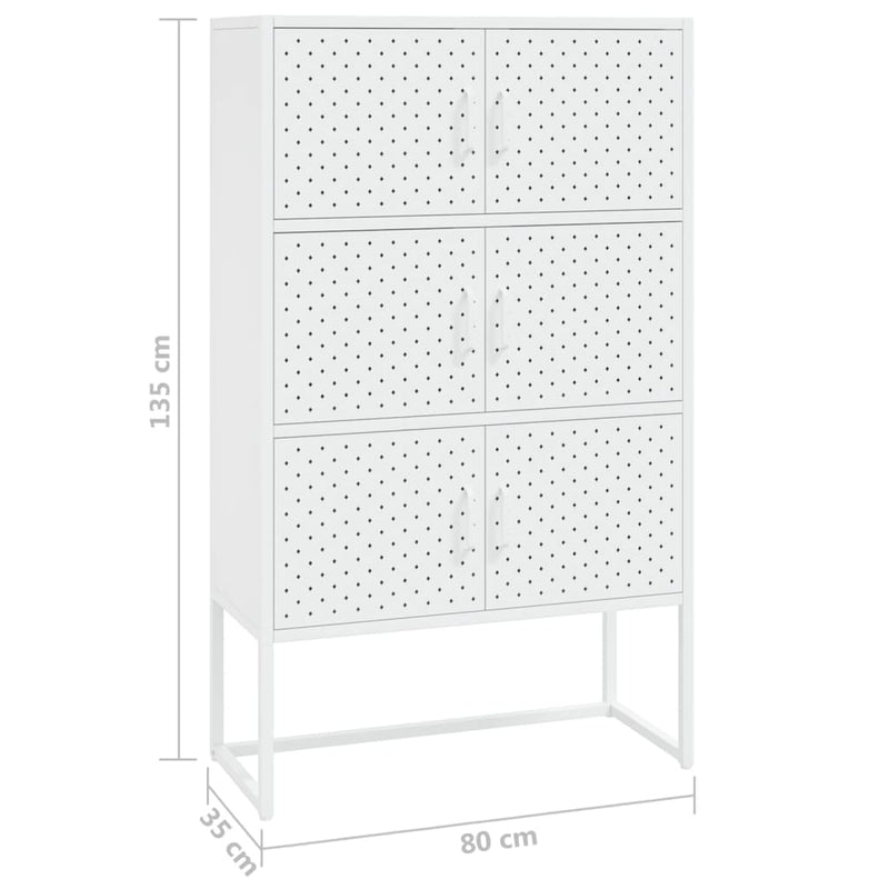 Highboard White 80x35x135 cm Steel