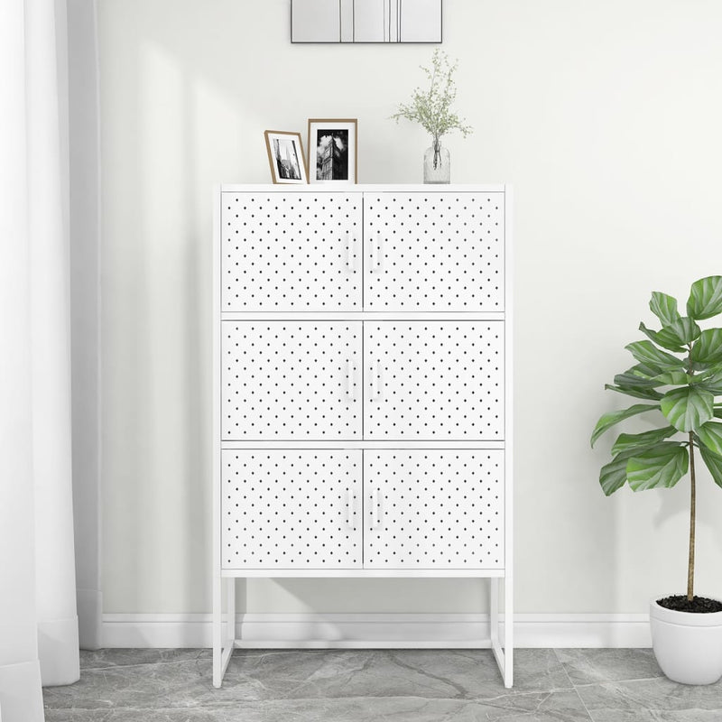 Highboard White 80x35x135 cm Steel