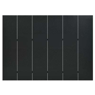 6-Panel Room Divider Black 240x180 cm Steel