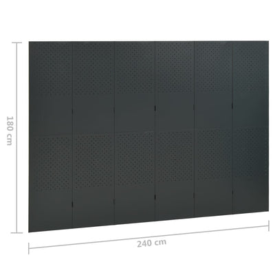 6-Panel Room Divider Anthracite 240x180 cm Steel