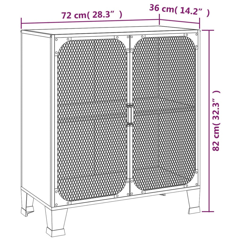 Storage Cabinet Grey 72x36x82 cm Metal and MDF