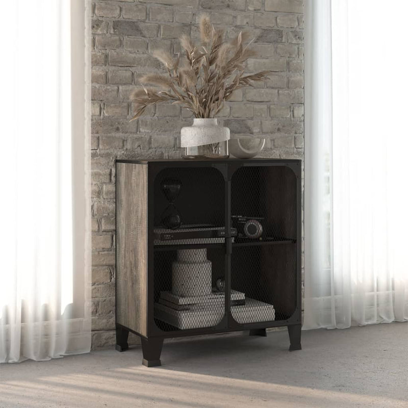 Storage Cabinet Grey 72x36x82 cm Metal and MDF