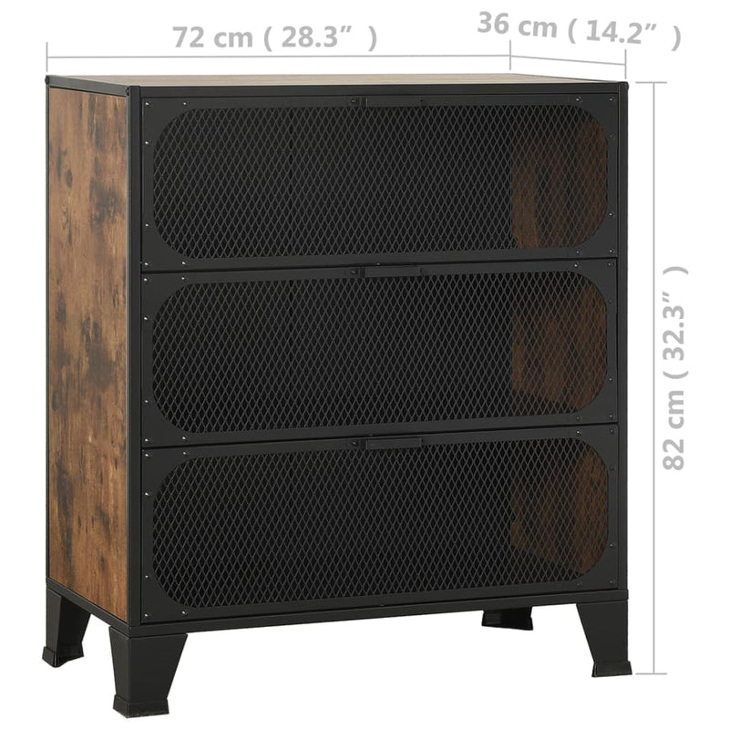 Storage Cabinet Rustic Brown 72x36x82 cm Metal and MDF