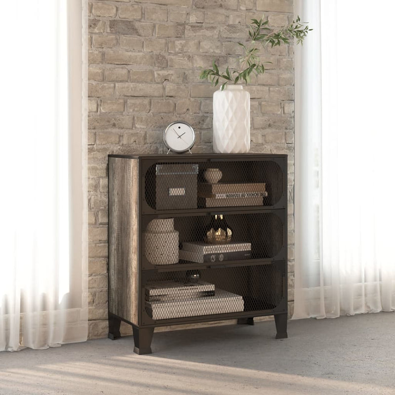 Storage Cabinet Grey 72x36x82 cm Metal and MDF