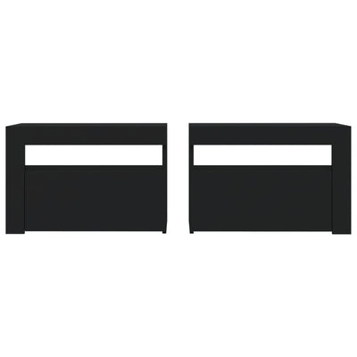 Bedside Cabinets 2 pcs with LEDs Black 60x35x40 cm