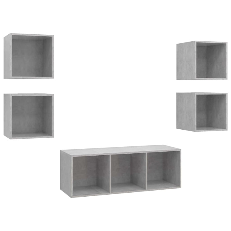 5 Piece TV Cabinet Set Concrete Grey Engineered Wood