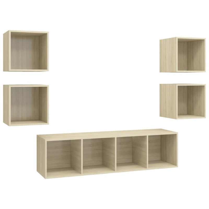 5 Piece TV Cabinet Set Sonoma Oak Engineered Wood