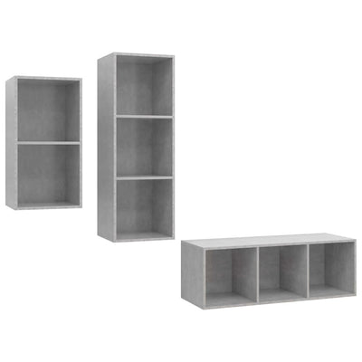 3 Piece TV Cabinet Set Concrete Grey Engineered Wood