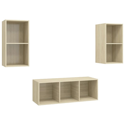 3 Piece TV Cabinet Set Sonoma Oak Engineered Wood