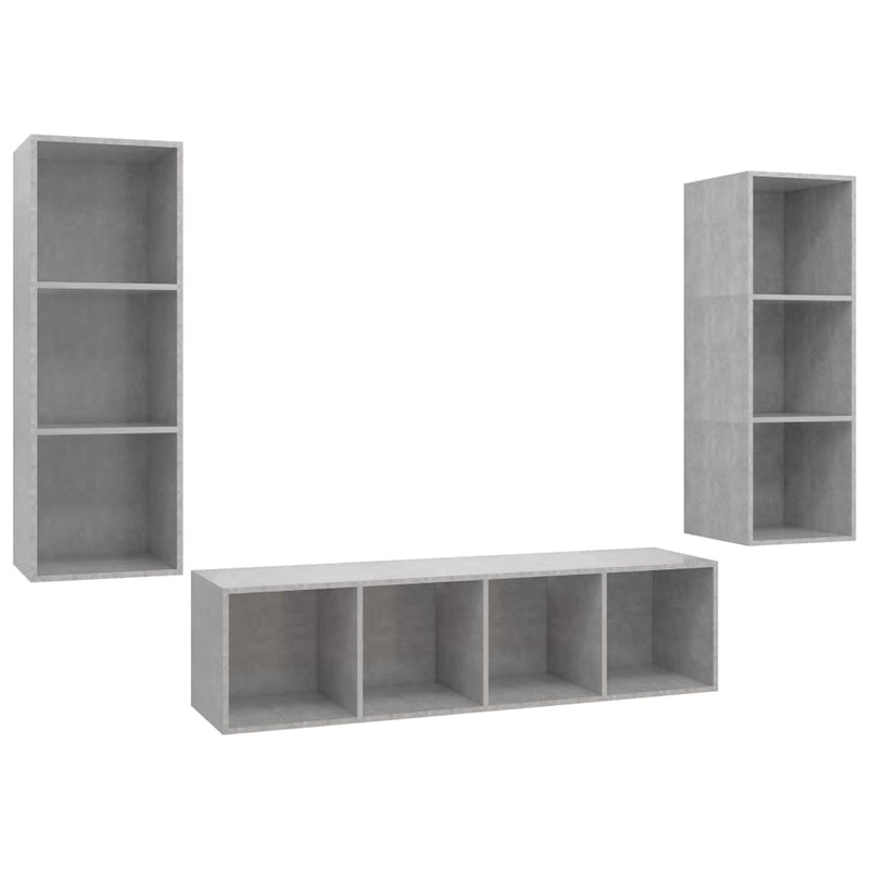 3 Piece TV Cabinet Set Concrete Grey Engineered Wood