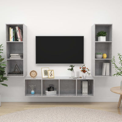 3 Piece TV Cabinet Set Concrete Grey Engineered Wood