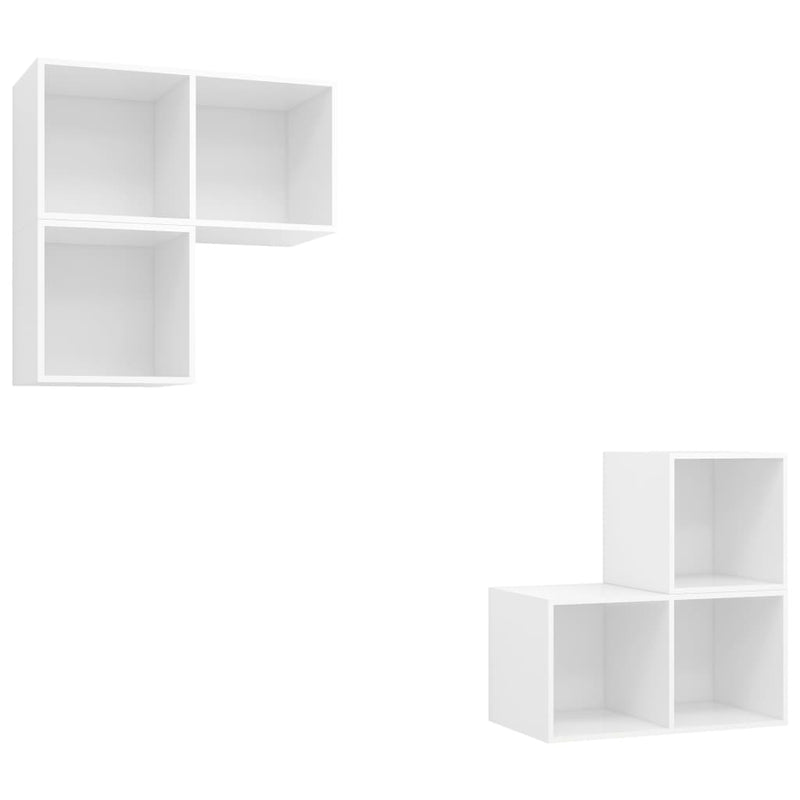 4 Piece TV Cabinet Set White Engineered Wood