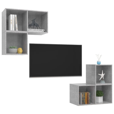 4 Piece TV Cabinet Set Concrete Grey Engineered Wood