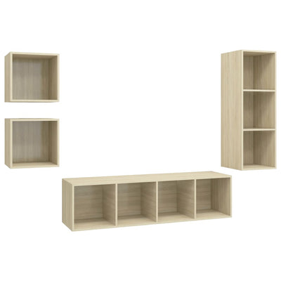 4 Piece TV Cabinet Set Sonoma Oak Engineered Wood