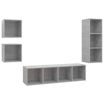 4 Piece TV Cabinet Set Concrete Grey Engineered Wood