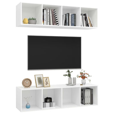 Wall-mounted TV Cabinets 2 pcs White Engineered Wood