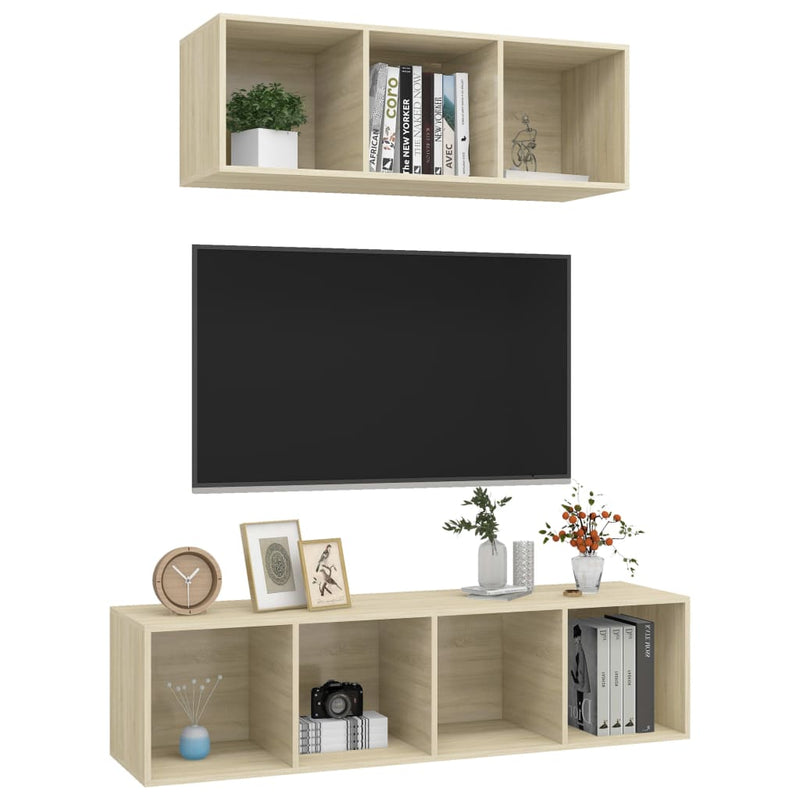 2 Piece TV Cabinet Set Sonoma Oak Engineered Wood