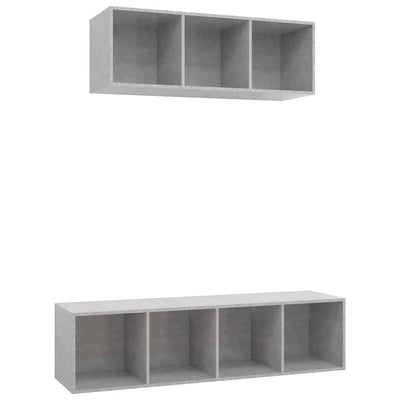 2 Piece TV Cabinet Set Concrete Grey Engineered Wood