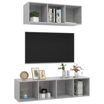 2 Piece TV Cabinet Set Concrete Grey Engineered Wood