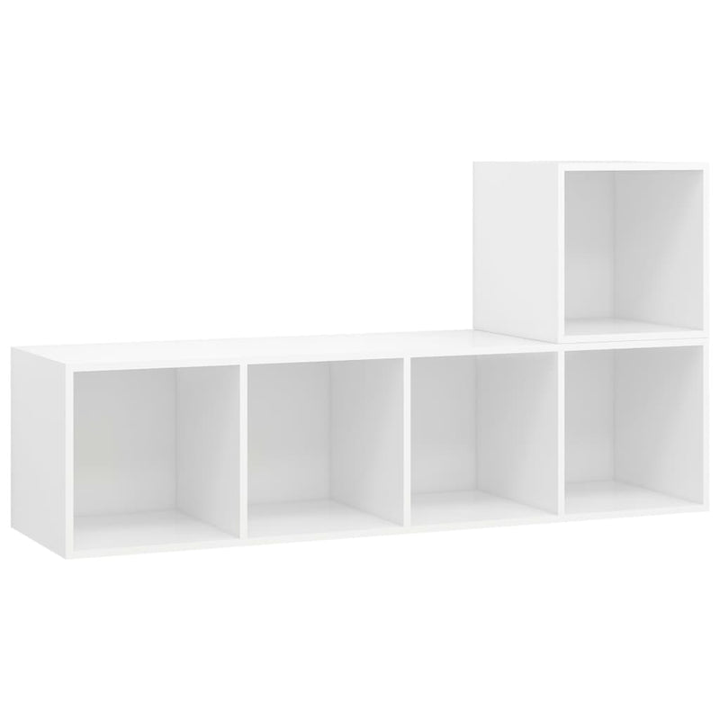 2 Piece TV Cabinet Set White Engineered Wood