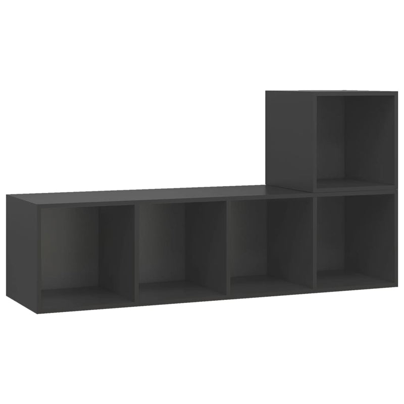 2 Piece TV Cabinet Set Grey Engineered Wood