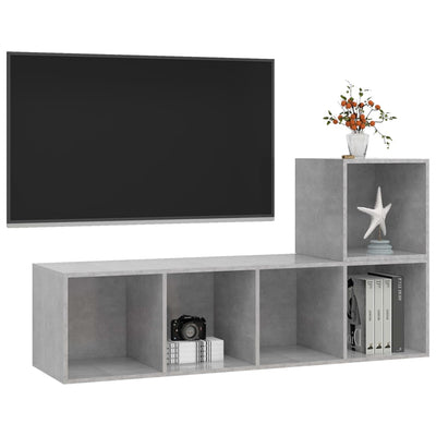 2 Piece TV Cabinet Set Concrete Grey Engineered Wood