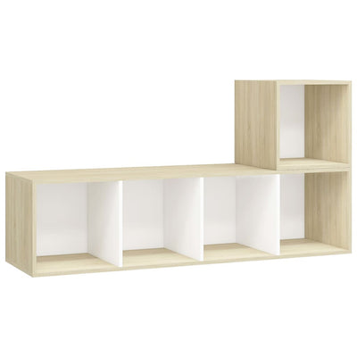 2 Piece TV Cabinet Set White and Sonoma Oak Engineered Wood