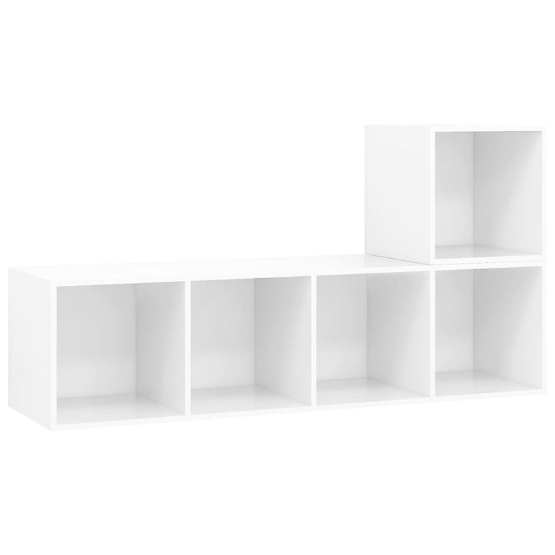 2 Piece TV Cabinet Set High Gloss White Engineered Wood