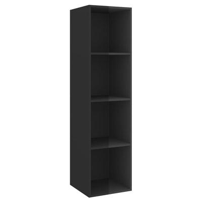 4 Piece TV Cabinet Set High Gloss Black Engineered Wood