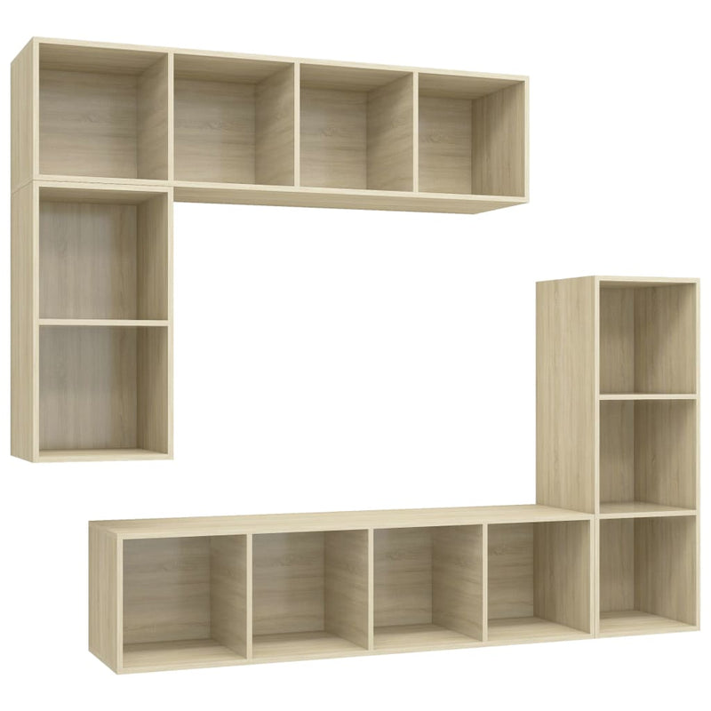 4 Piece TV Cabinet Set Sonoma Oak Engineered Wood