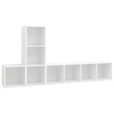 3 Piece TV Cabinet Set White Engineered Wood