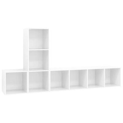 3 Piece TV Cabinet Set High Gloss White Engineered Wood