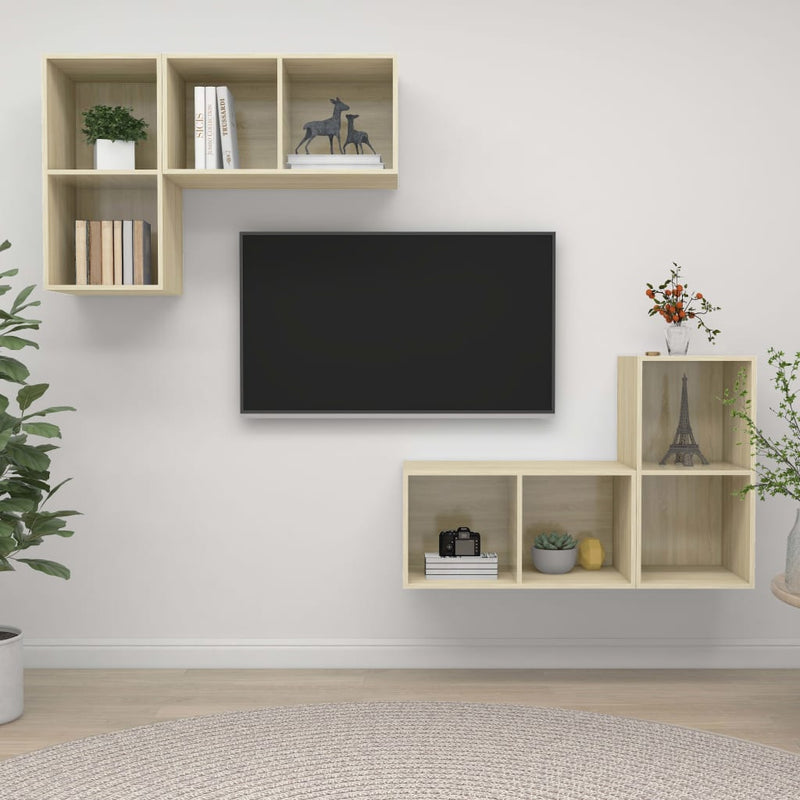 Wall-mounted TV Cabinets 4 pcs Sonoma Oak Engineered Wood