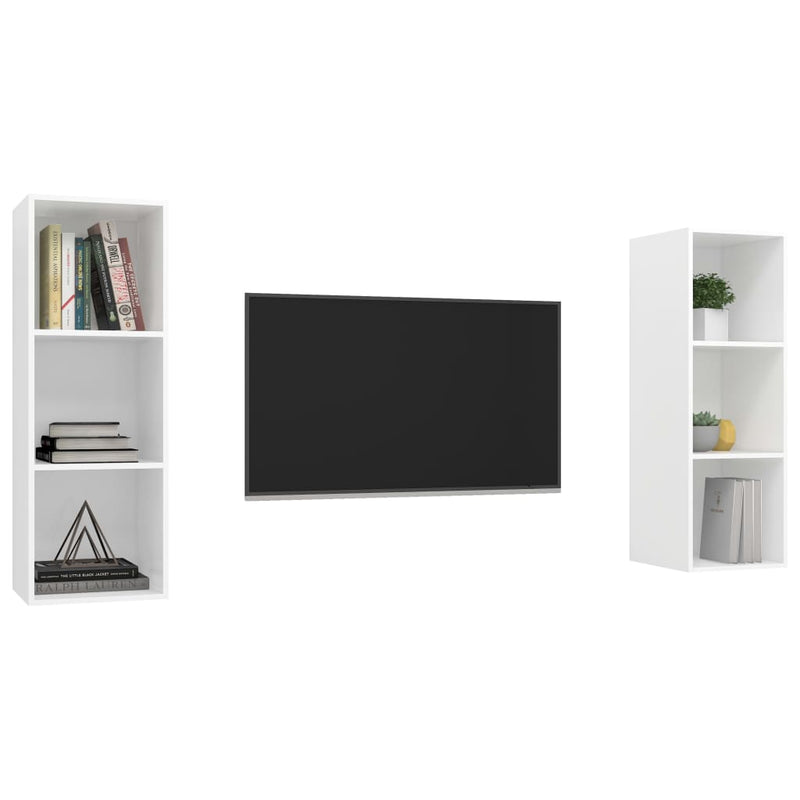 Wall-mounted TV Cabinets 2 pcs White Engineered Wood