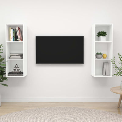 Wall-mounted TV Cabinets 2 pcs White Engineered Wood