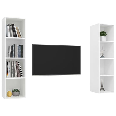 Wall-mounted TV Cabinets 2 pcs White Engineered Wood